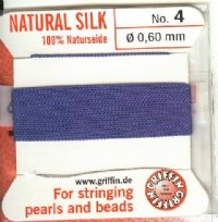 2 Meters of #4 Blue Griffin Silk Cord with Fixed Needle